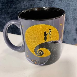 NEW Disney Halloween Nightmare Before Christmas Jack & Sally Glitter Ceramic Mug